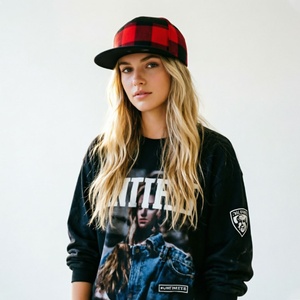 Wholesale Custom Metal Plate Logo Camo Plaid Mix <b>Cap</b> Luxury Streetwear <b>Flat</b> Bill Snapback Baseball Hat for <b>Men</b> Women - Product Image 3
