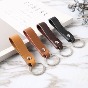 Porte-clés de voiture pour la maison, pour femmes, hommes, amoureux, porte-clés de voiture couleur unie, porte-clés en cuir vintage - Product Image 6