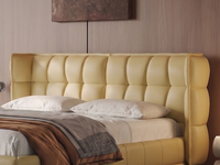 Lit en cuir minimaliste moderne, cuir de vachette pleine fleur, design superposé tridimensionnel, mousse haute-douceur, cadre en bois de sapin, 1,8 m