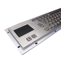 Clavier métallique industriel robuste, avec pavé tactile intégré, cadre ouvert, en acier inoxydable