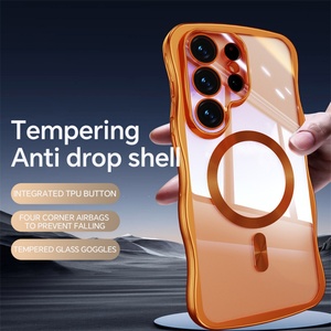 Funda Magnética para Teléfono Móvil con Marco Ondulado, Bonita y Lujosa, de TPU Transparente con Galvanoplastia, para Samsung S26 25 24 Ultra S26 Edge 25 24 Plus - Product Image 2