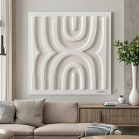 Art mural en sculpture blanche texturée 3D - Peinture décorative tridimensionnelle minimaliste pour salon moderne
