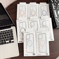 Mince Cercle Magnétique Coloré étui pour iphone 7 8 XS Max 11 12 13 14 15 16 17 Pro Max Clair Transparent Aimant Couverture Arrière S25U