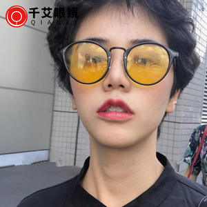 Lunettes de soleil Qianai pour femmes, monture ronde rétro, UV400, anti-éblouissement, forme ovale, monture noire, type de lentille AC, 3 pare-soleil, J2-066 - Product Image 5