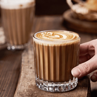 Verre à café rayé vintage pour Americano glacé, Latte, Flat White, Mocha, Dirty, Cold Brew – Idéal pour cafés et restaurants
