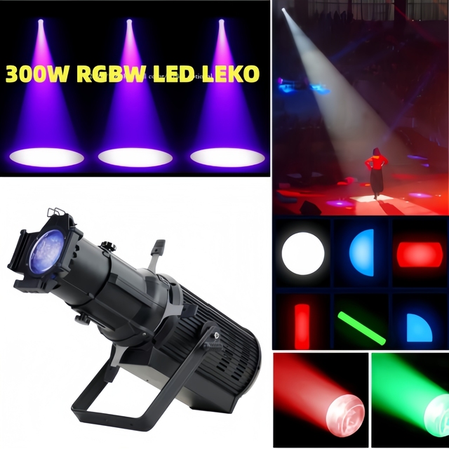 TV Studio Concert Show Light 300W RGBW Spot Light 26degree Led Ellipsoidal 4in1 Led Fresnel Leko Profile Spotlight