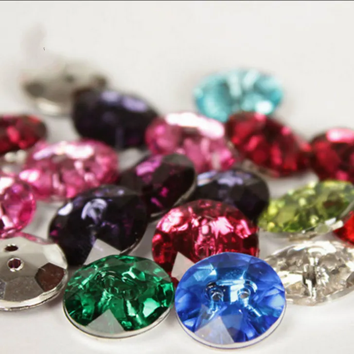 Kancing baju akrilik plastik kristal berlian buatan kancing pelapis berlian imitasi warna ukuran kustom