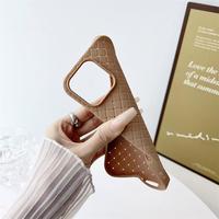Coque de téléphone TPU en cuir respirant Ultra-mince de luxe pour iPhone 16 15 14 Pro Max coque souple en maille tressée