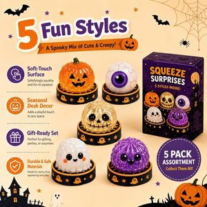 Jouet anti-stress en forme de dumpling de la série Halloween, jouet créatif à presser en forme de citrouille, cadeau de fête d'Halloween - Product Image 4