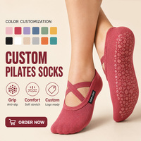 Chaussettes de yoga Lagree, chaussettes de sport tricotées à la cheville avec sangle, en coton peigné, personnalisées, nouvelle collection, antidérapantes, pour Pilates