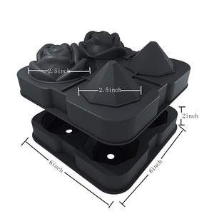 Food Grade Silicone Mold Easy Release Rose Diamond Shape 4 Cavity for Ice <b>Cream</b> - Product Image 3
