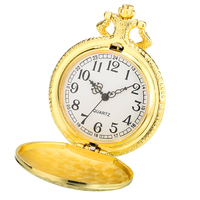 Royal Gold Shield Floral Gravierte Metall Steampunk Anhänger Ketten uhr Quarz Taschenuhr für Männer