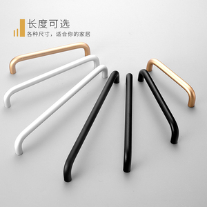 Modern Minimalist Aluminum Alloy Cabinet Handles Black Kitchen Wardrobe <b>Drawer</b> <b>Pulls</b> American Style Extended Length Available - Product Image 1