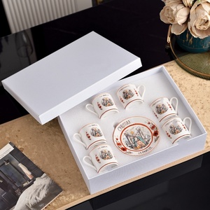 Luxurious Bone China Cup Set Four Pieces Eco-Friendly Gift Box for Black Tea Coffee Afternoon Tea High Aesthetic Saucers - Product Image 2