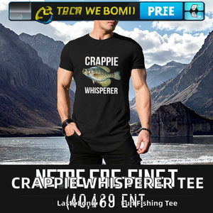 Men's Crappie Whisperer <b>Fishing</b> T-Shirt-100% Cotton Knitted Casual Print Funny <b>Gift</b> for Anglers & Bass Lovers - Product Image 2