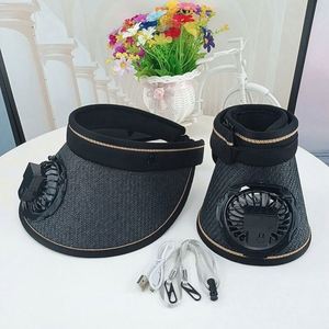 Gorra Visera Ancha de Verano con Protección UV, Sombrero de Ciclismo para Exteriores, Visera de Paja Recargable por USB con Ventilador - Product Image 4