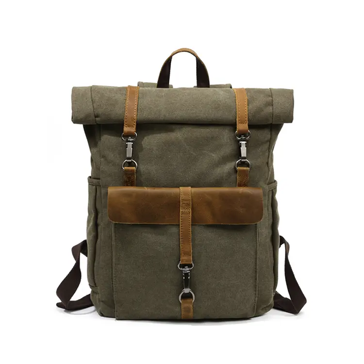Высококачественный модный мужской рюкзак для ноутбука из парусины и кожи