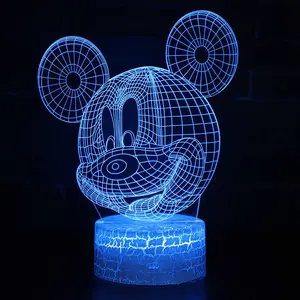 LED night light Mickey Minnie Stitch 3D visual stereo light touch desk lamp 16 colors remote control USB battery dual-use