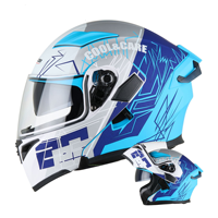 Casque de moto modulaire à visière relevable avec double visière et design ventilé pour hommes et femmes adultes
