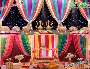 Maharani Wedding Stage <b>Embroidered</b> Backdrops Traditional Indian Wedding <b>Embroidered</b> Backdrops Hindu Wedding <b>Embroidered</b> <b>Curtains</b> - Product Image 3