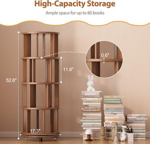 Étagère à livres rotative avec roulettes, quatre roues, 360° °   Étagère à roulettes étroite et rotative, idéale pour les petits espaces, les coins, les chambres et les bureaux - Product Image 2