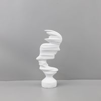 Moderne Minimaliste Abstrait Noir Blanc Visage Bidirectionnel Figurine Résine Décoration de La Maison pour Salon Meuble TV pour Anniversaire