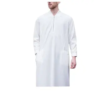 2023อีดชุดคลุมมุสลิมสำหรับผู้ชายเสื้อคลุมสีขาวอิสลาม