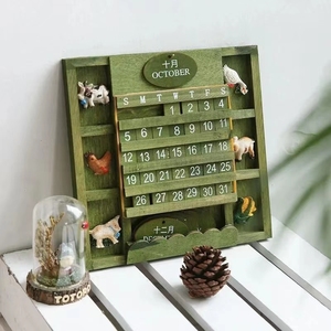 Calendario Vintage Creativo Fai-da-Te in <span class=keywords><strong>Legno</strong></span> HYE10 con Animali Carini da Appendere per Decorazione Casa Ecologico - Product Image 1