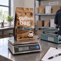 Sachet en papier kraft imprimé sur mesure avec soufflet latéral et fermeture éclair refermable pour l'emballage de café en grains entiers – Artisan Roastery