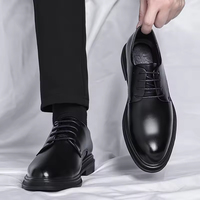 Chaussures habillées basses en cuir noir pour hommes, style britannique, pour l'automne et le printemps, respirantes et élégantes, idéales pour le quotidien et les costumes.
