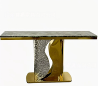 Table de salle à manger de luxe avec plateau en marbre, console en acier inoxydable pour entrée, table de console, meubles de salle à manger