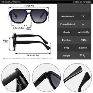 Logo Custom 2025 Retro Double Bridges <b>Square</b> <b>Sunglasses</b> UV400 Big Frame Polarized <b>Men</b> Sun Glasses - Product Image 5