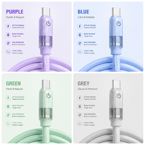Cabo USB C de nylon trançado com iluminação LED dupla para iPhone, com carregamento rápido de 2A, cabo de dados durável para carregamento. - Product Image 4