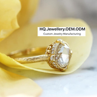 Anillo de Compromiso Clásico Europeo de Plata de Ley 925 Chapado en Oro de 18K con Corte Rosa, 2 CT, Circonita Cúbica de Grado 5A, Solitario Nupcial