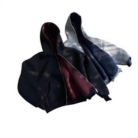 Sweat-shirt à capuche ultra-lourd 1200g, anti-plis, design Air-layer, fermeture éclair réversible, coupe ample décontractée