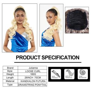 Extensiones de Cabello Sintético Julianna, Ondulado, Rizado, Afro, 27-613, con Clip y Cordones Ajustables - Product Image 3