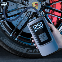 Compresor de Aire Inalámbrico para Auto con Doble Alimentación, Recargable por USB, 4000mAh, Pantalla LCD Digital, Monitor de Presión de Neumáticos, Luz LED