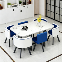 Ensemble de table à manger rectangulaire minimaliste moderne, table et chaises de luxe léger pour réception, négociation et salle de réunion