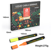 Marqueur de fenêtre Mobee P-566C, durable, 12 couleurs, marqueur à la craie liquide, effaçable facilement avec un effaceur humide, marqueurs à la craie