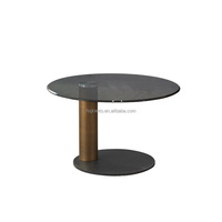 Ensemble de meuble de luxe au design moderne, plaqué or rose, table basse ronde, en acier inoxydable, haut de gamme