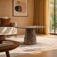Table à manger en marbre brun Emperador, mobilier minimaliste adapté aux cuisines haut de gamme, salles à manger et hôtels