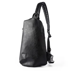 Yeni tasarım PU deri adam göğüs çanta özel Logo su geçirmez omuz paketi Vintage Crossbody çanta günlük çanta erkekler için