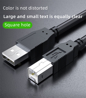 Kabel Printer USB 2.0 USB B High-speed Hitam PVC 1m untuk Hp, Canon, Brother, Samsung, Epson, Lexmark, Xerox