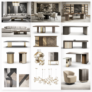 Luxury Customizable Modern Fabric Living Room Dining Room Office Furniture Set <b>Sofa</b> Dining <b>Table</b> Storage Cabinets Bookshelves - Product Image 1