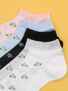 <span class=keywords><strong>Calcetines</strong></span> tobilleros de corte bajo de verano con flores encantadoras para <span class=keywords><strong>mujer</strong></span> de algodón colorido <span class=keywords><strong>calcetines</strong></span> invisibles para niña - Product Image 4