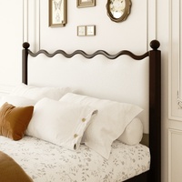 Cadre de lit moderne vintage ondulé, simple/double, 3ft/4ft/6ft, avec sommier à lattes et rangement, capacité de charge 800LBS, lit plateforme modèle 703
