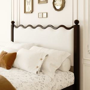 Cadre de lit en bois ondulé vintage moderne, simple, double, 3 <span class=keywords><strong>pieds</strong></span>, 4 <span class=keywords><strong>pieds</strong></span>, 6 <span class=keywords><strong>pieds</strong></span>, base à <span class=keywords><strong>lattes</strong></span> solides et élégante avec rangement, modèle 703 - Product Image 3