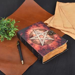 OEM <b>Custom</b> Made Celistic Star UV Printed Leather <b>Diary</b> with Antique Designed Leather <b>Diary</b> For Sale By Exporters - Product Image 5