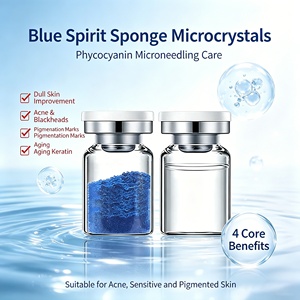 Suero de Microagujas con Esponja Azul, Aloe Vera, Vitamina E, Ficocianina y Microcristales para Revitalizar la Piel Facial, Piel Opaca y Acné - Product Image 1