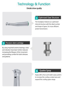 CP-Z12L 電動歯科用タービンコントラアングルハンドピース 10:1減速 4000 RPM プッシュボタン 光ファイバーライト クワトロスプレー メタル - Product Image 4